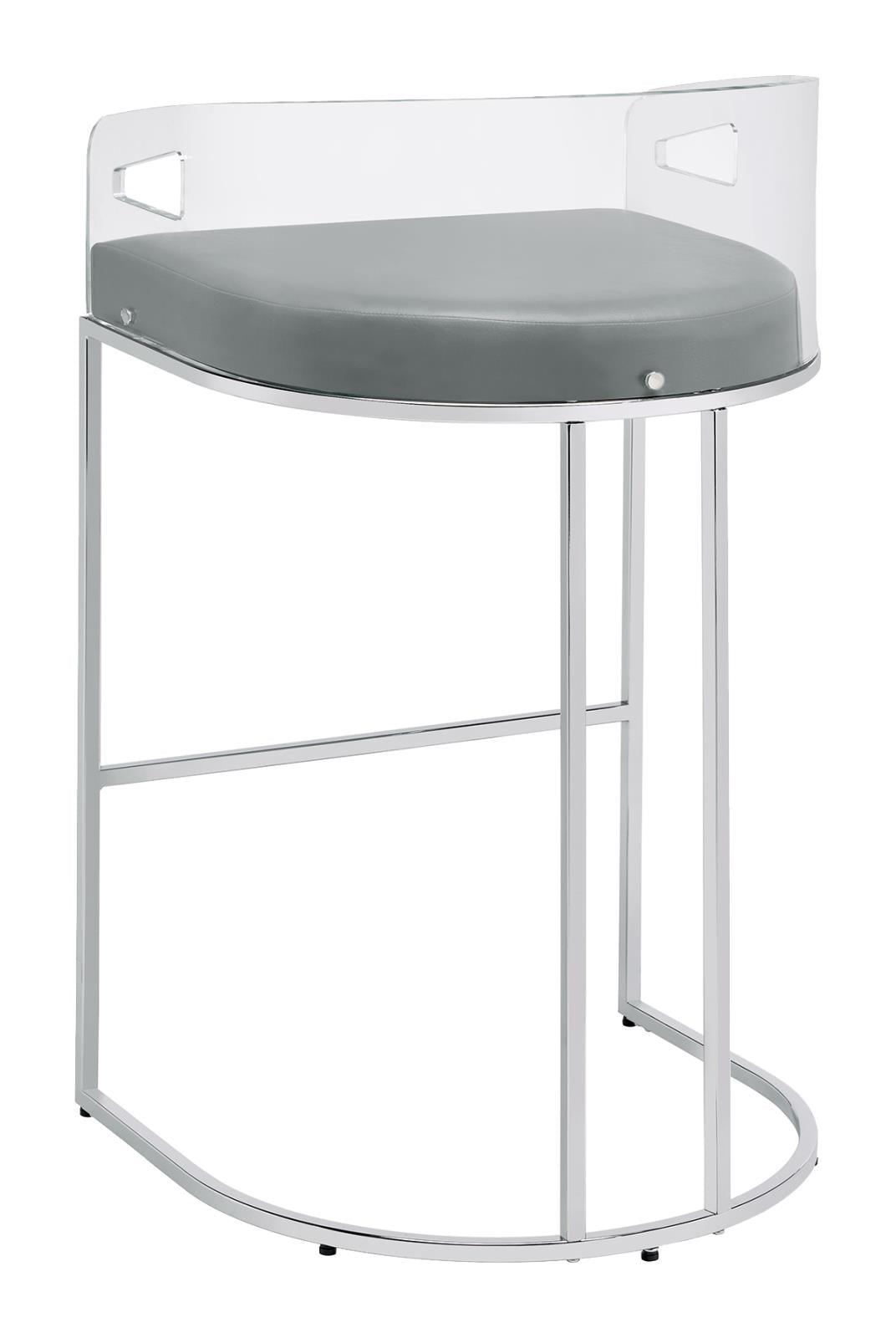 Thermosolis Gray and Chrome Acrylic Back Bar Stools, Set of 2 by Coaster at Eve Furniture