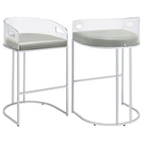 Thermosolis Gray and Chrome Acrylic Back Bar Stools, Set of 2 by Coaster at Eve Furniture