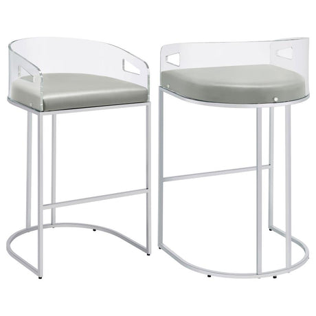 Thermosolis Gray and Chrome Acrylic Back Bar Stools, Set of 2 by Coaster at Eve Furniture