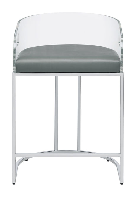 Thermosolis Gray/Chrome Acrylic Back Counter Height Stools, Set of 2 by Coaster at Eve Furniture