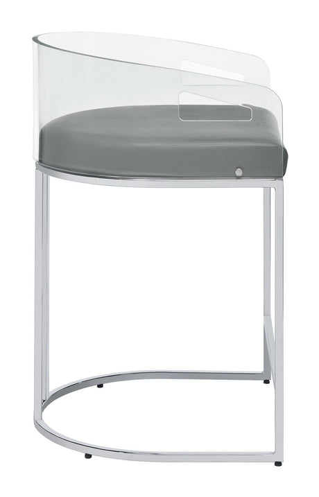 Thermosolis Gray/Chrome Acrylic Back Counter Height Stools, Set of 2 by Coaster at Eve Furniture