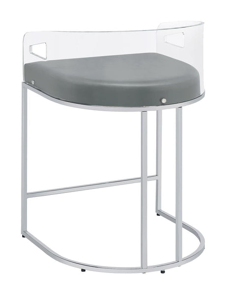 Thermosolis Gray/Chrome Acrylic Back Counter Height Stools, Set of 2 by Coaster at Eve Furniture
