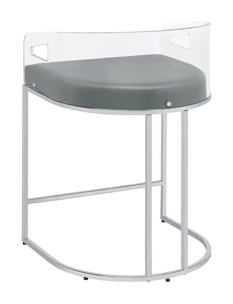 Thermosolis Gray/Chrome Acrylic Back Counter Height Stools, Set of 2 by Coaster at Eve Furniture