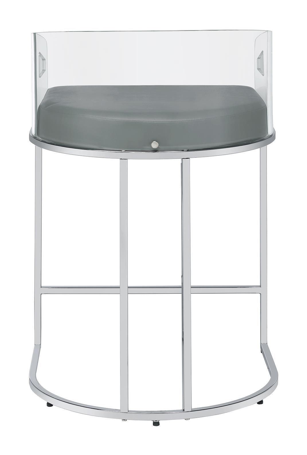 Thermosolis Gray/Chrome Acrylic Back Counter Height Stools, Set of 2 by Coaster at Eve Furniture