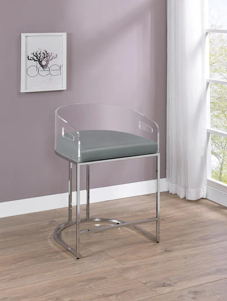 Thermosolis Gray/Chrome Acrylic Back Counter Height Stools, Set of 2 by Coaster at Eve Furniture