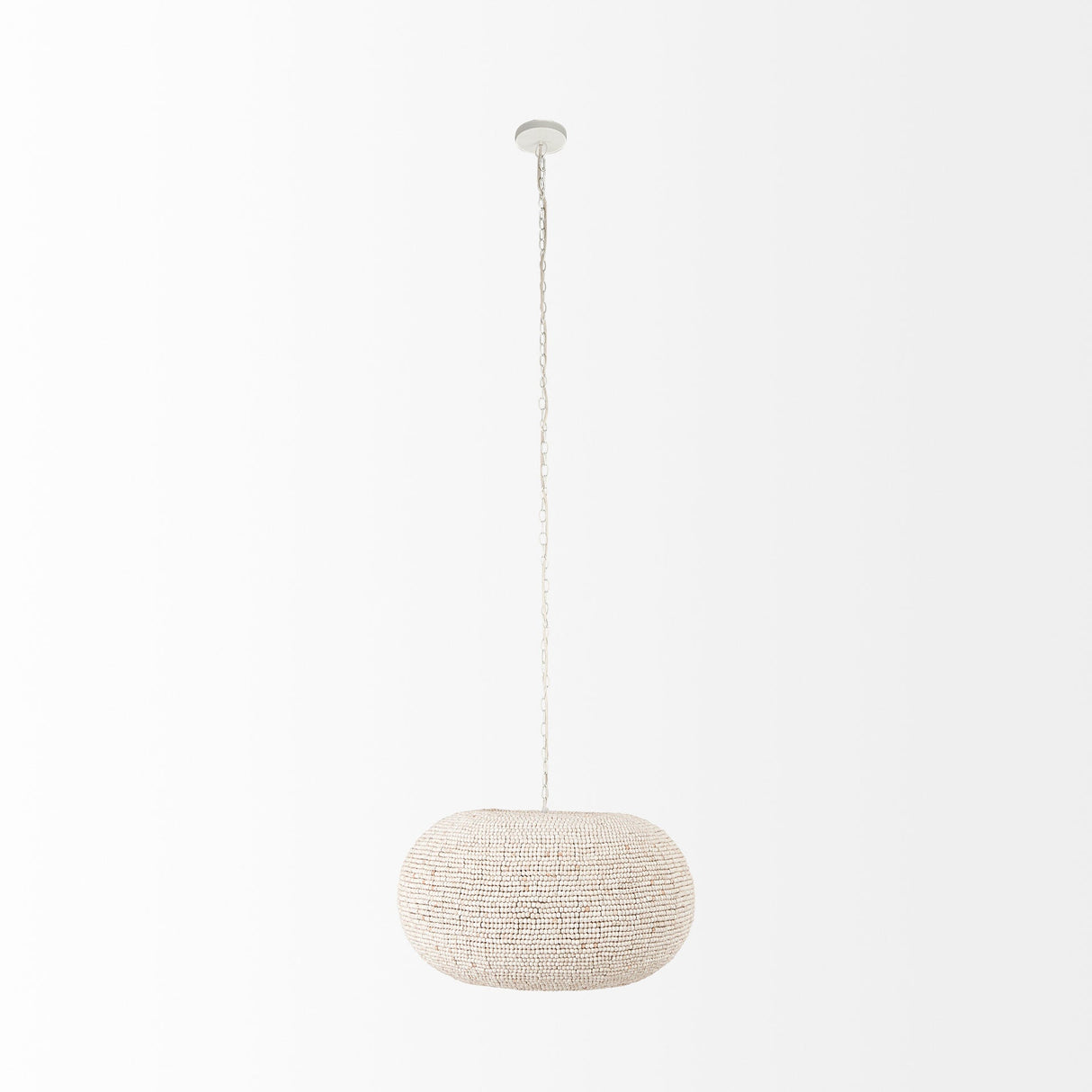 Theta 30.0 L x 30.0 W x 15.0 H White-Washed Beaded Chandelier by Mercana at Eve Furniture