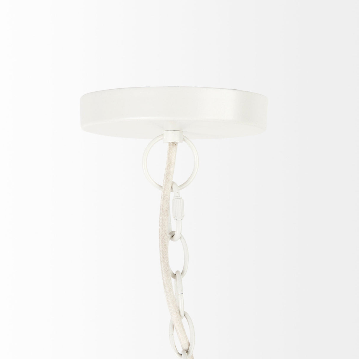 Theta 30.0 L x 30.0 W x 15.0 H White-Washed Beaded Chandelier by Mercana at Eve Furniture