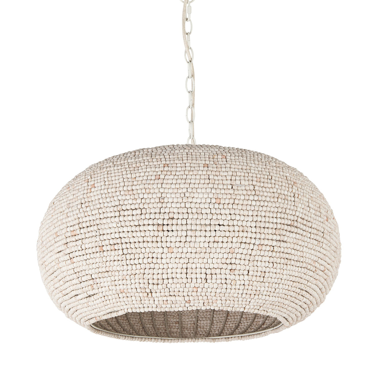 Theta 30.0 L x 30.0 W x 15.0 H White-Washed Beaded Chandelier by Mercana at Eve Furniture