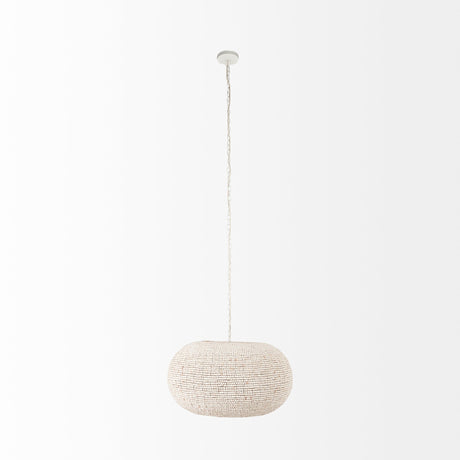 Theta White-Washed Beaded Chandelier by Mercana at Eve Furniture
