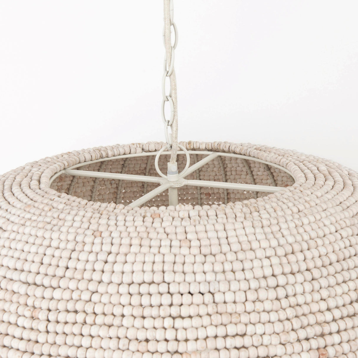 Theta White-Washed Beaded Chandelier by Mercana at Eve Furniture