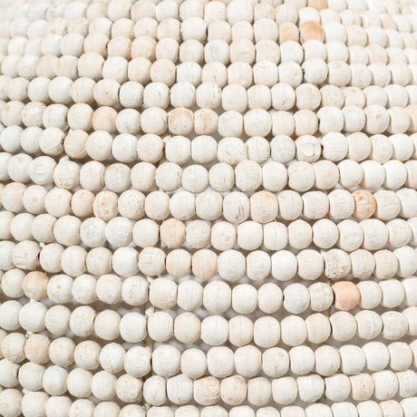 Theta White-Washed Wood Beaded Pendant Light by Mercana at Eve Furniture