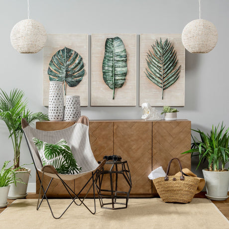 Theta White-Washed Wood Beaded Pendant Light by Mercana at Eve Furniture