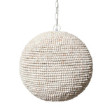 Theta White-Washed Wood Beaded Pendant Light by Mercana at Eve Furniture