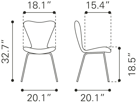 Thibideaux Ivory Dining Chair (Set of 2) by Zuomod at Eve Furniture