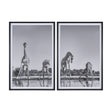 Thirsty Savanna Giraffes(Set of 2) by Jun Zuo Hand-Embellished Framed Photo Print Matted under Glass by Mercana at Eve Furniture