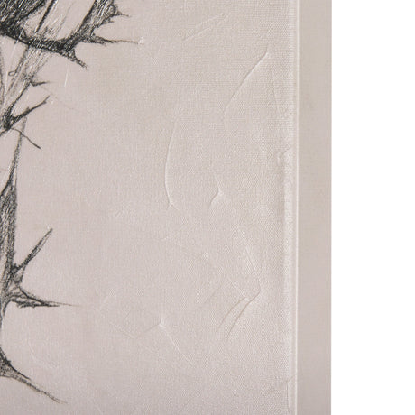 Thistle With Bumblebee Drawing IV by Mercana Studio a Hand Embellished Textured Canvas by Mercana at Eve Furniture