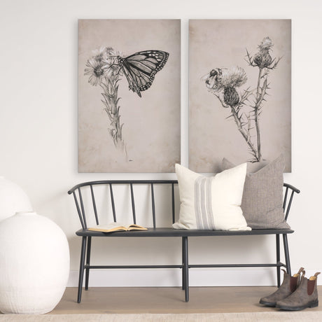 Thistle With Bumblebee Drawing IV by Mercana Studio a Hand Embellished Textured Canvas by Mercana at Eve Furniture