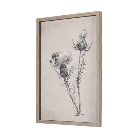 Thistle With Bumblebee Drawing IV Mercana Studio Hand Embellished Framed Art Print Matted under Glas by Mercana at Eve Furniture