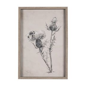 Thistle With Bumblebee Drawing IV Mercana Studio Hand Embellished Framed Art Print Matted under Glas by Mercana at Eve Furniture