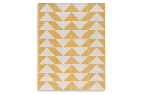 Thomley Ivory/Yellow 5' x 7' Rug by Ashley at Eve Furniture