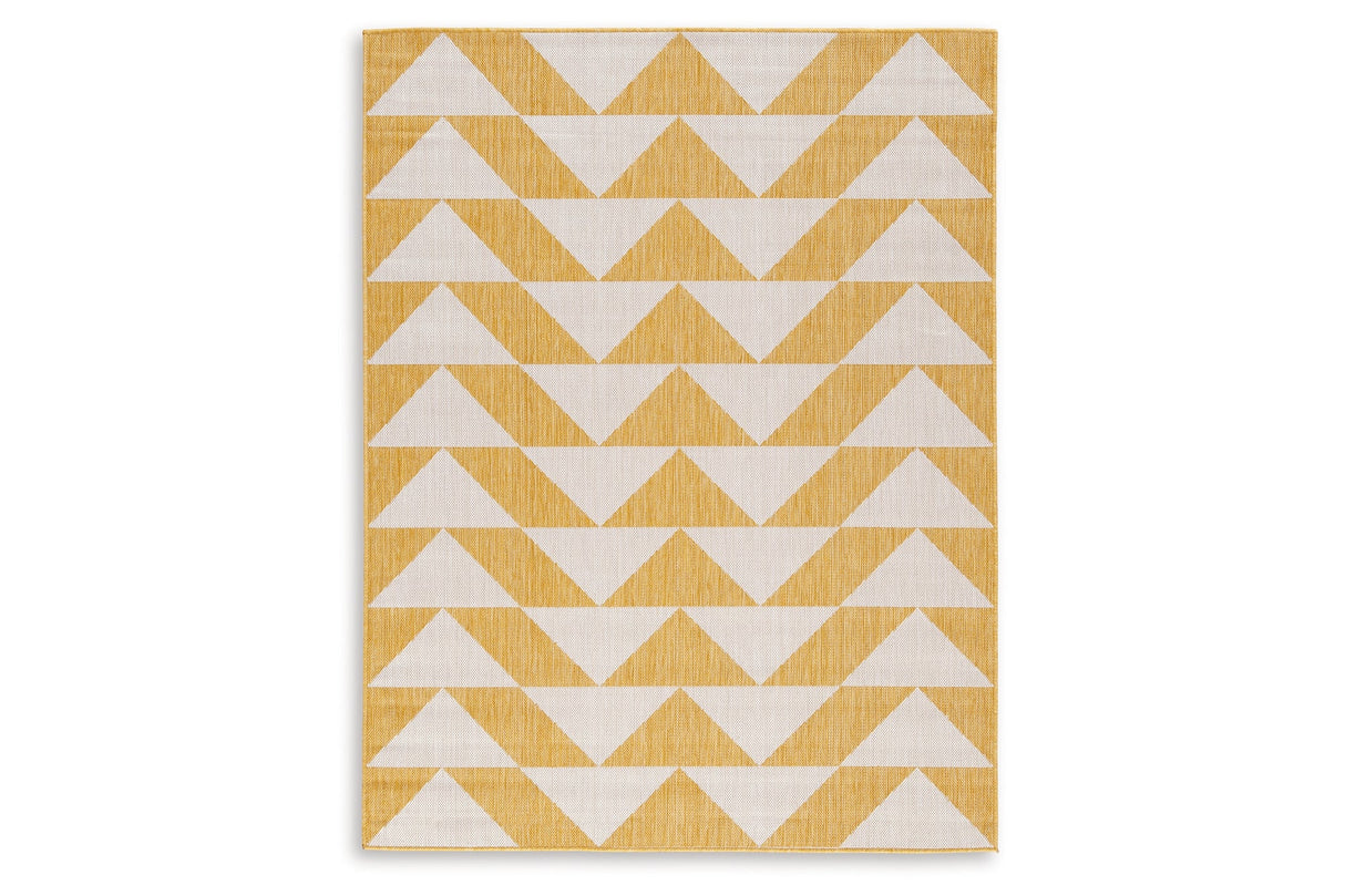 Thomley Ivory/Yellow 5' x 7' Rug by ASHLEY FURNITURE at Eve Furniture