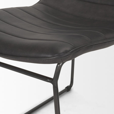 Thornton I Dark Brown Faux-Leather Seat Black Iron Frame Dining Chair, Set of 2 by Mercana at Eve Furniture