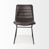 Thornton I Dark Brown Faux-Leather Seat Black Iron Frame Dining Chair, Set of 2 by Mercana at Eve Furniture