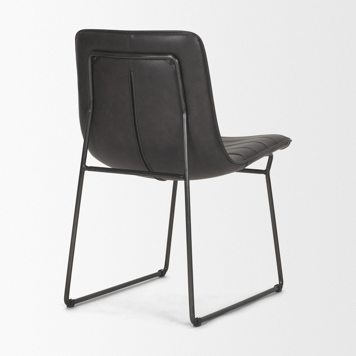 Thornton I Dark Brown Faux-Leather Seat Black Iron Frame Dining Chair, Set of 2 by Mercana at Eve Furniture