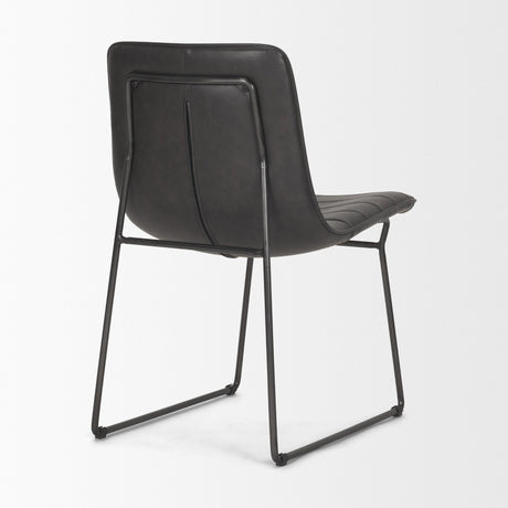 Thornton I Dark Brown Faux-Leather Seat Black Iron Frame Dining Chair, Set of 2 by Mercana at Eve Furniture