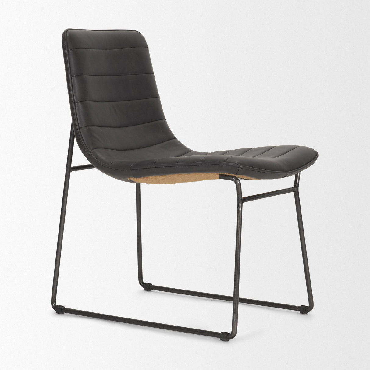 Thornton I Dark Brown Faux-Leather Seat Black Iron Frame Dining Chair, Set of 2 by Mercana at Eve Furniture