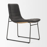 Thornton I Dark Brown Faux-Leather Seat Black Iron Frame Dining Chair, Set of 2 by Mercana at Eve Furniture