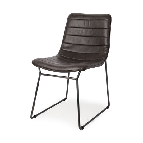 Thornton I Dark Brown Faux-Leather Seat Black Iron Frame Dining Chair, Set of 2 by Mercana at Eve Furniture