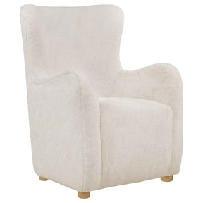 Thornton Ivory Faux Fur Upholstered Wingback Lounge Accent Chair by Coaster at Eve Furniture
