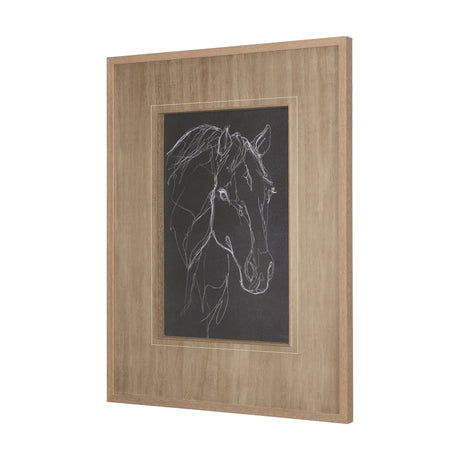 Thoroughbred Dark III by Mercana Studio Hand Embellished Textured Framed Art Print Matted under Glas by Mercana at Eve Furniture