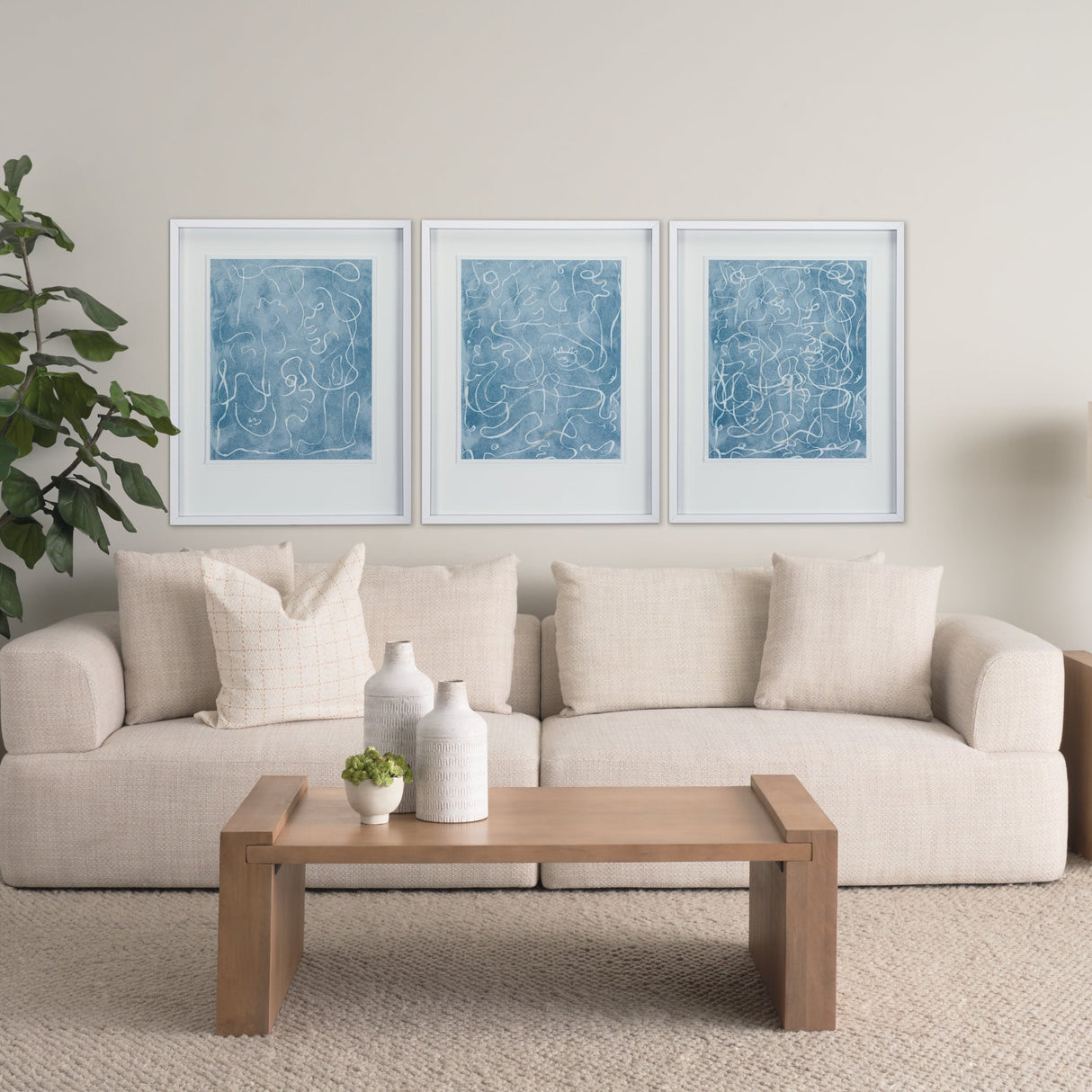 Thread Blue I by Mercana Studio a Hand Embellished Textured Framed Art Print Matted under Glass by Mercana at Eve Furniture