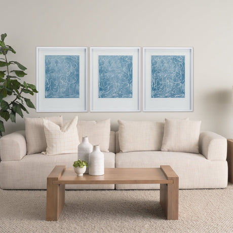 Thread Blue II by Mercana Studio a Hand Embellished Textured Framed Art Print Matted under Glass by Mercana at Eve Furniture