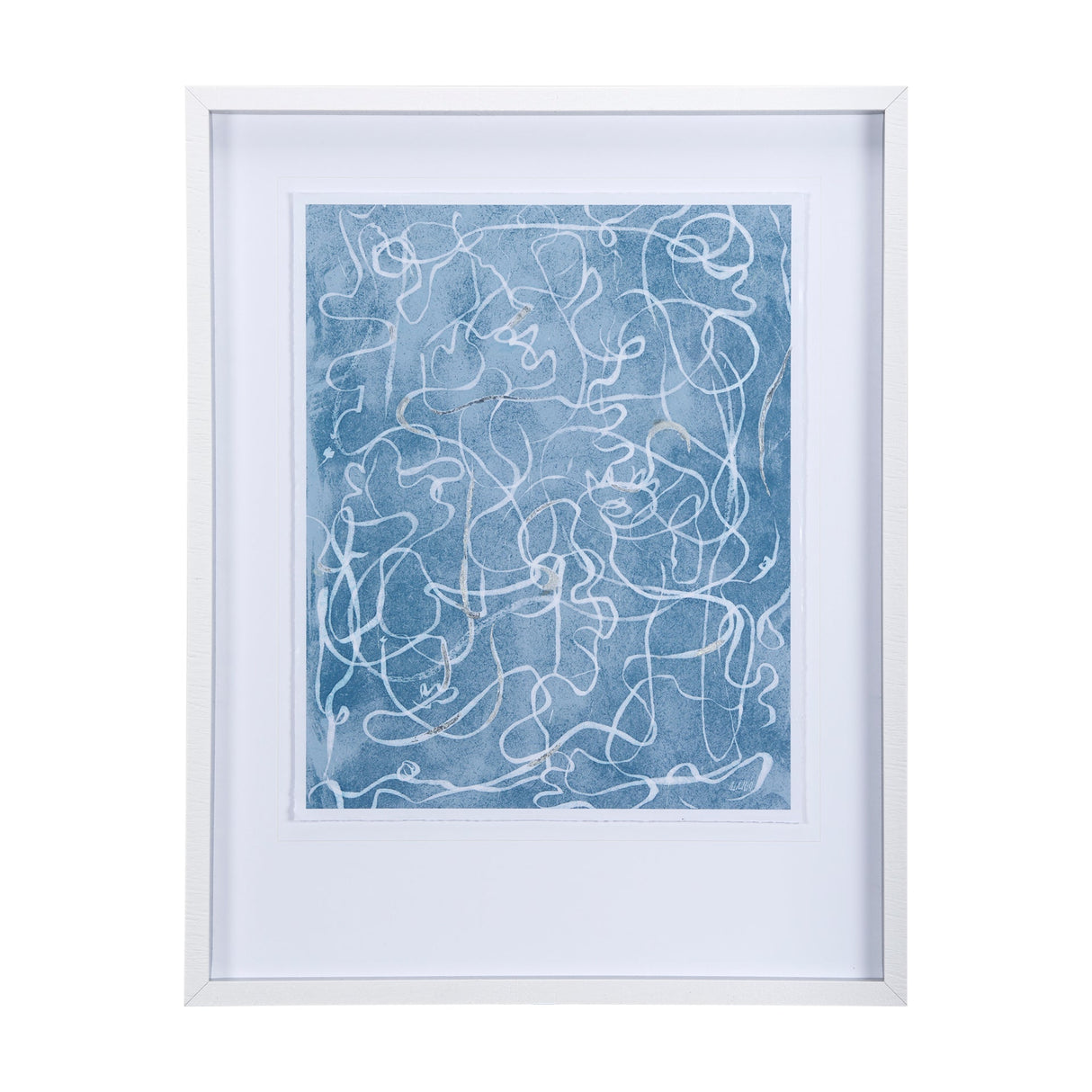 Thread Blue III by Mercana Studio a Hand Embellished Textured Framed Art Print Matted under Glass by Mercana at Eve Furniture