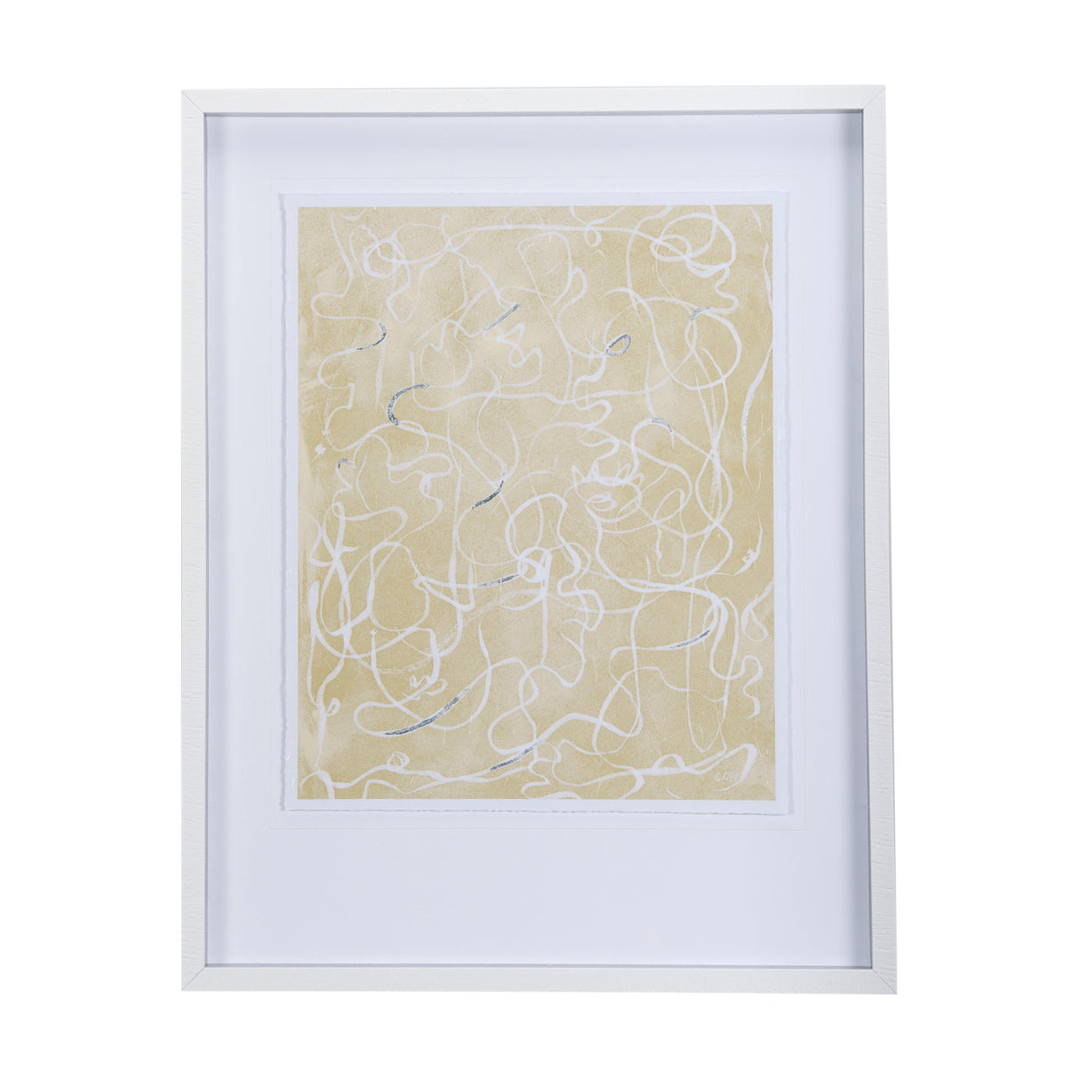 Thread Yellow III by Mercana Studio a Hand Embellished Textured Framed Art Print Matted under Glass by Mercana at Eve Furniture