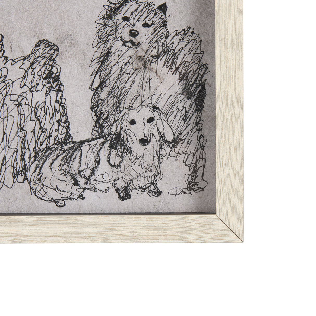 Three Buddies by Mercana Studio a Hand Embellished Textured Framed Art Print Matted under Glass by Mercana at Eve Furniture