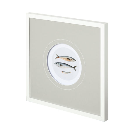 Three Fish I by Emma Scarvey a Hand Embellished Textured Framed Art Print Matted under Glass by Mercana at Eve Furniture
