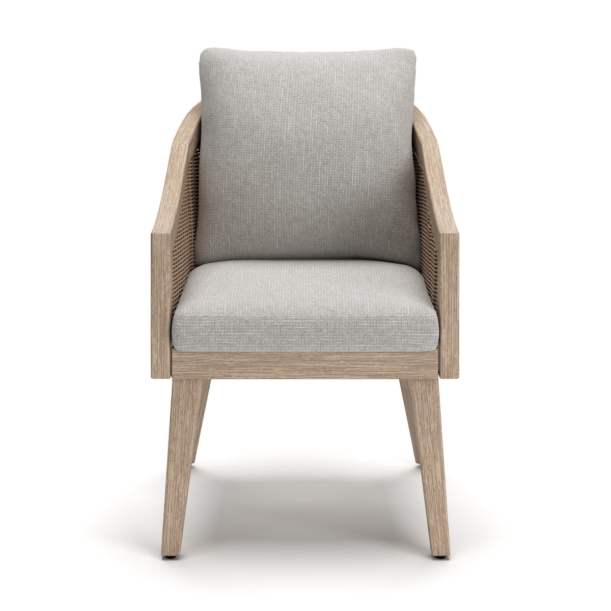 Thunder Trails Light Gray/Beige Outdoor Arm Chair, Set of 2 by Ashley at Eve Furniture