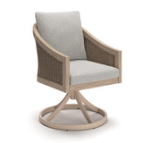Thunder Trails Light Gray/Beige Outdoor Swivel Chair, Set of 2 by Ashley at Eve Furniture