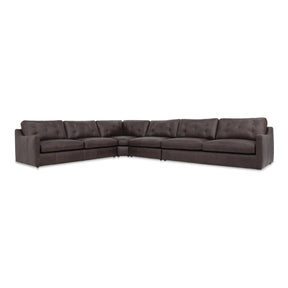 Thurlow 4 Piece Modular Sectional Espresso Brown Leather by Moe's Home at Eve Furniture