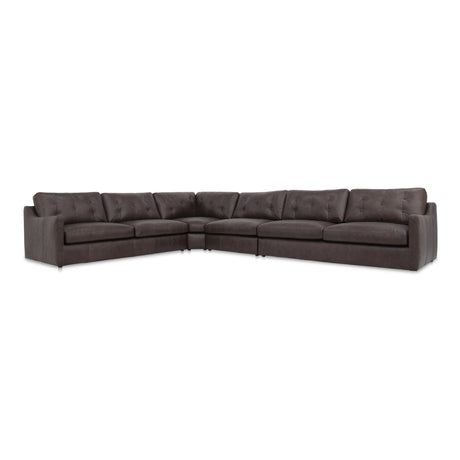 Thurlow 4 Piece Modular Sectional Espresso Brown Leather by Moe's Home at Eve Furniture
