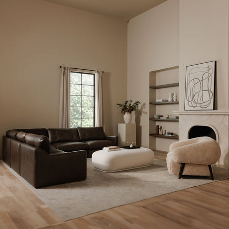 Thurlow Espresso Brown Leather Left Arm Facing Sofa by MOES at Eve Furniture