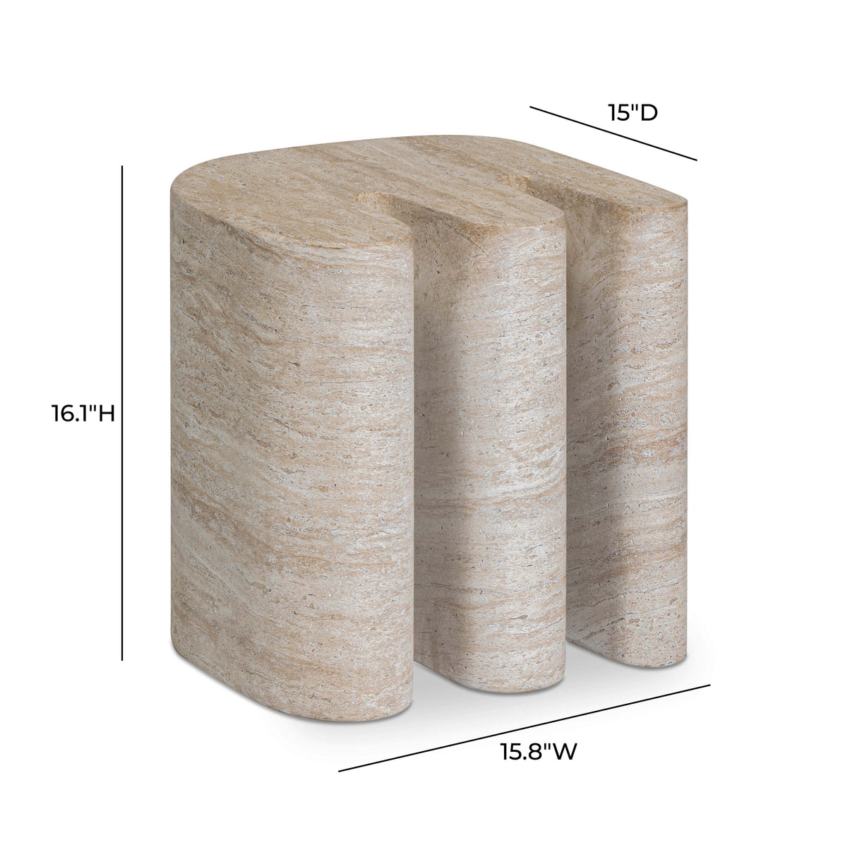 Thyme Faux Travertine Indoor/Outdoor Concrete Side Table by TOV Furniture at Eve Furniture