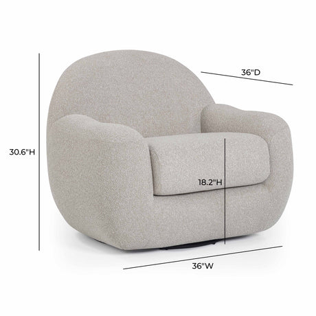 Tiago Warm Grey Boucle Swivel Chair by TOV Furniture at Eve Furniture