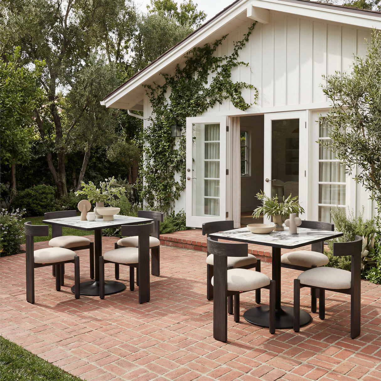 Tiana Black & Beige Outdoor Dining Chair by Zuomod at Eve Furniture