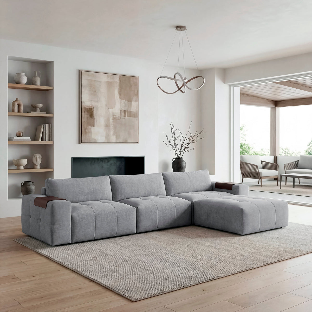 Tidal Gray 4-Piece Modular Sectional with Ottoman by Homelegance at Eve Furniture