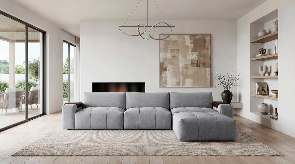 Tidal Gray 4-Piece Modular Sectional with Ottoman by Homelegance at Eve Furniture